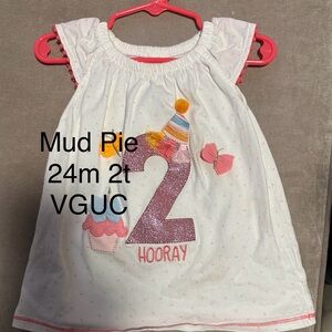 Mud Pie Birthday Dress - White with Pink Accents